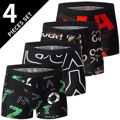 Four stylish pairs of men’s boxer briefs, perfect for US-XXXL Asia6XL size lovers