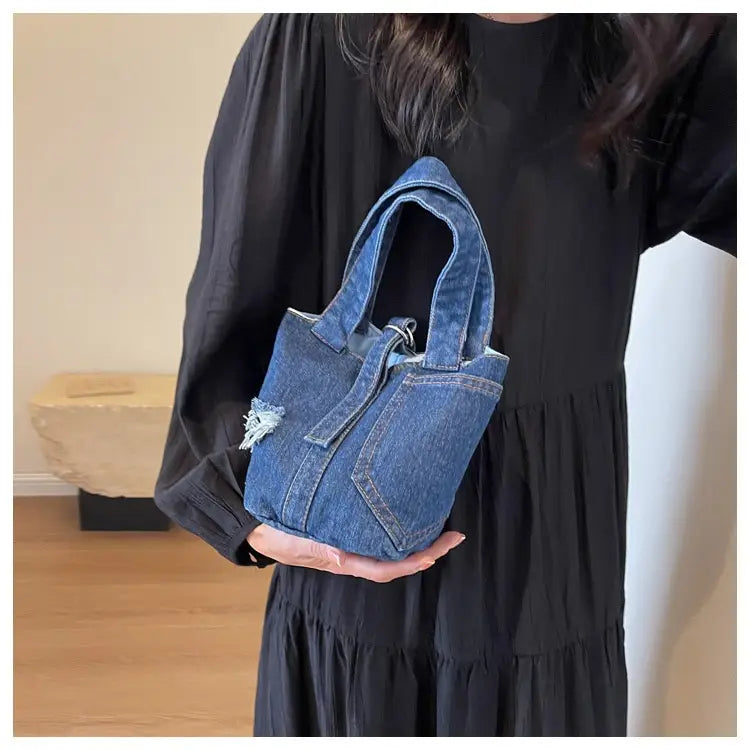 Lady’s Fashion Denim Portable Bucket Bag