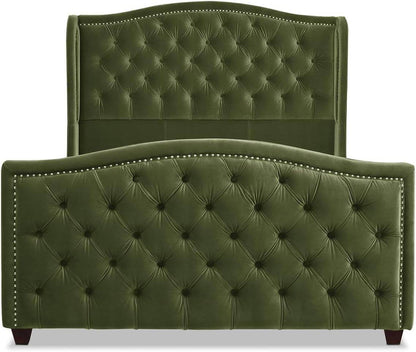 Marcella Upholstered Shelter Headboard Bed Set, Queen Size - Estalios