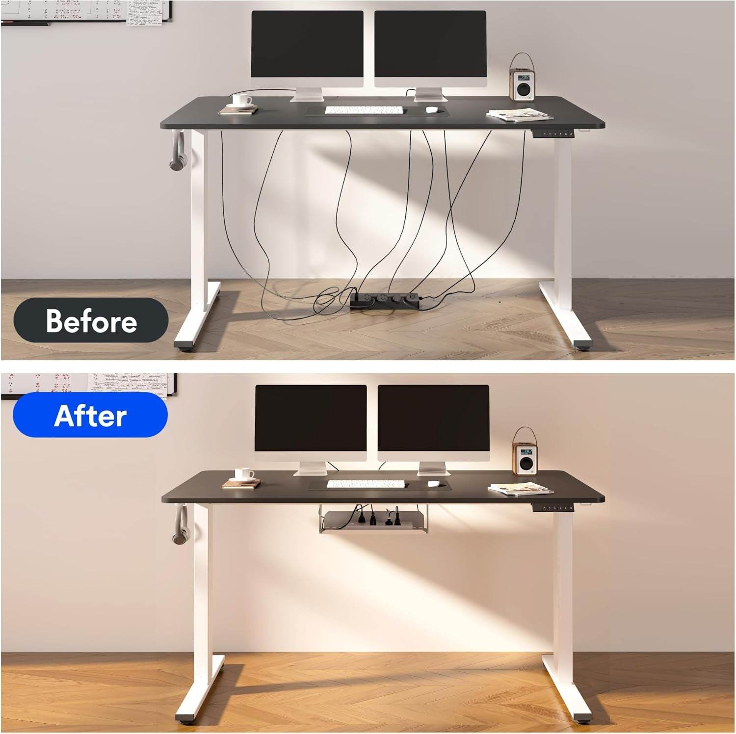 EN2 Height Adjustable Electric Standing Desk with Power Strip - Estalios