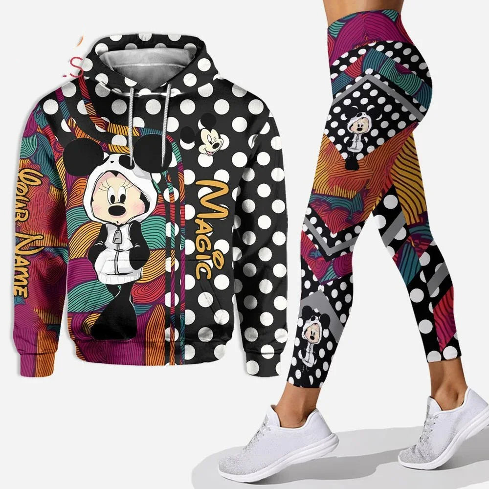 Customizename Mickey Hoodie Women's Hoodie Set Mickey Yoga Pants Sweatpants Womens Disney Yoga Hoodie Leggings Fashion Tracksuit