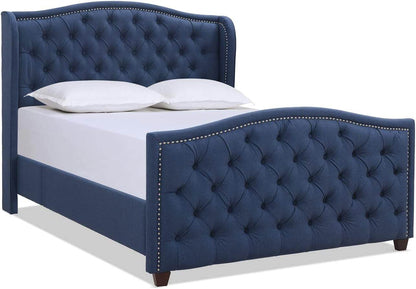 Marcella Upholstered Shelter Headboard Bed Set, Queen Size - Estalios
