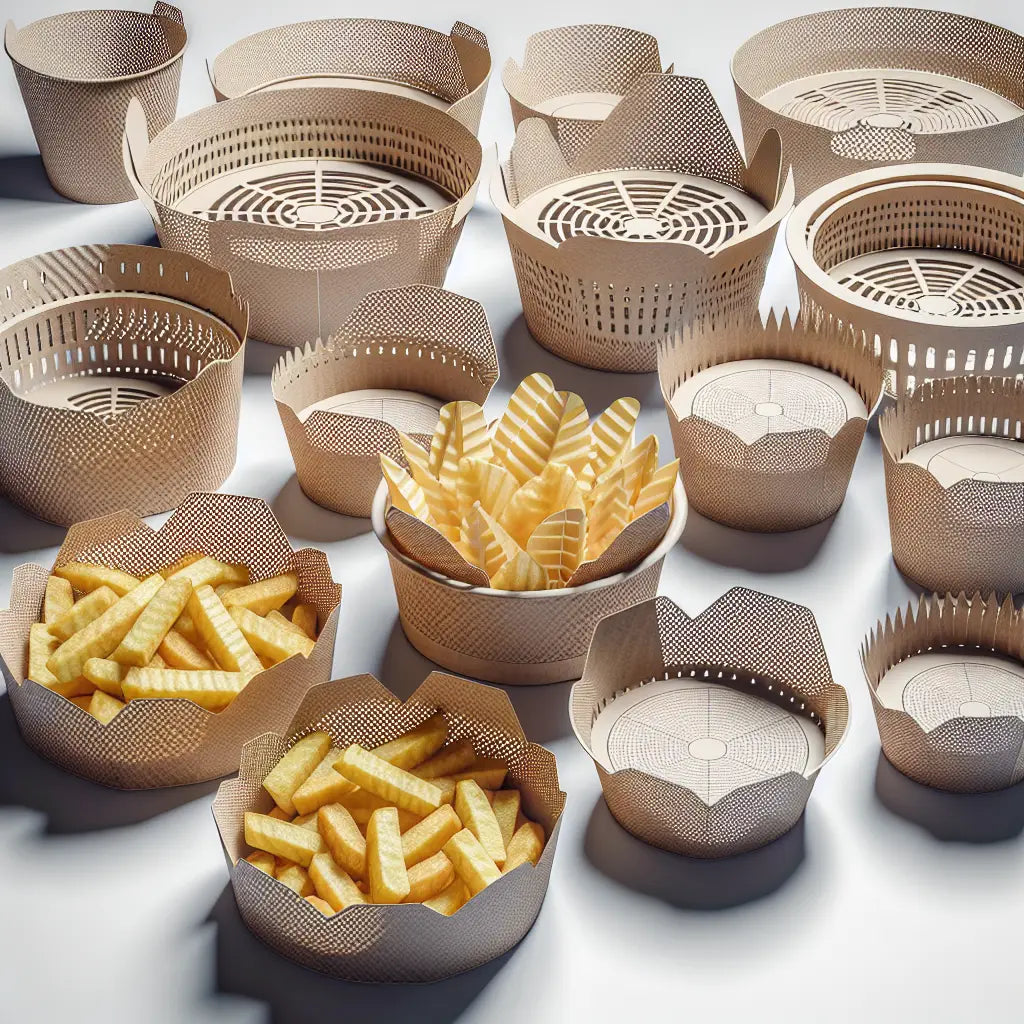 A variety of air fryer disposable paper baskets
