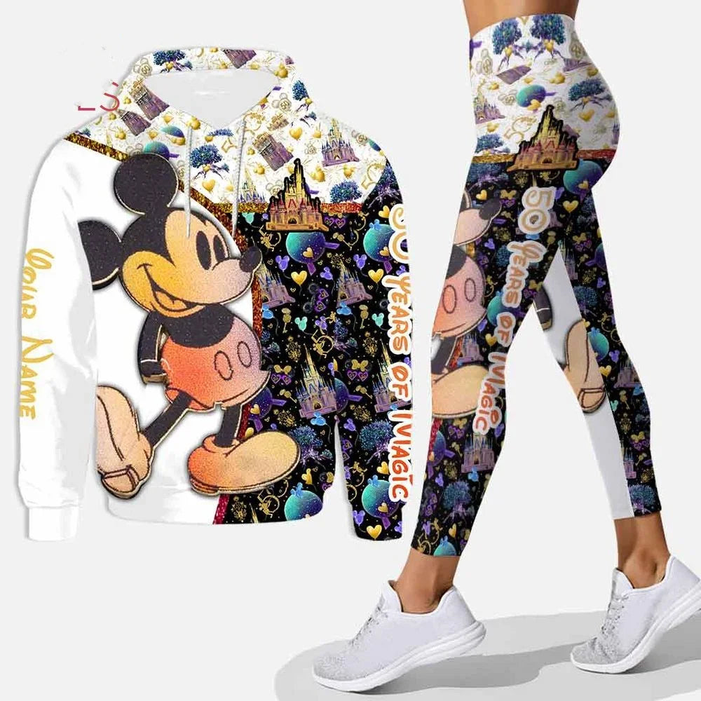 Customizename Mickey Hoodie Women's Hoodie Set Mickey Yoga Pants Sweatpants Womens Disney Yoga Hoodie Leggings Fashion Tracksuit