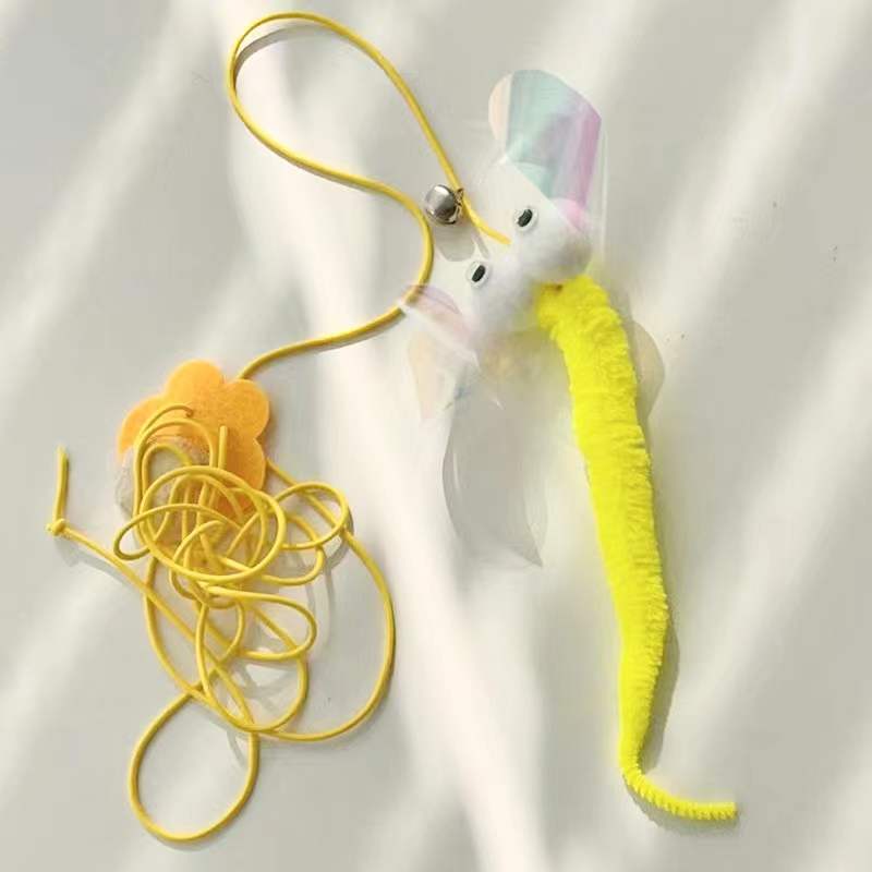 Optimize product title: Interactive Self-Heating Cat Toy with Telescopic Rope Simulated Caterpillar Design Hanging