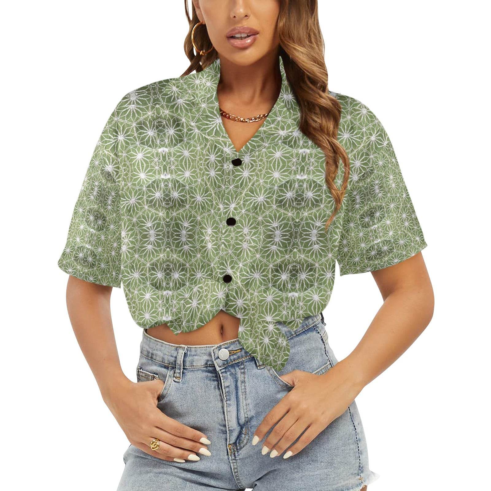 Women's All Over Print Hawaiian Shirt （Made in USA，Ships to USA Only） - Estalios