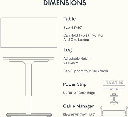 EN2 Height Adjustable Electric Standing Desk with Power Strip - Estalios