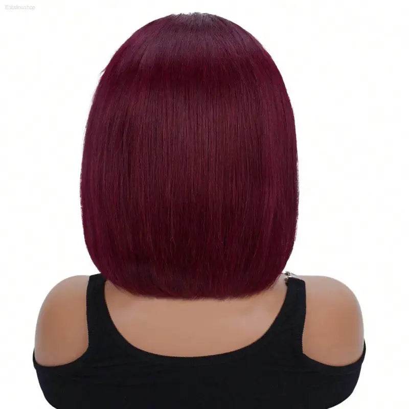7x5 Glueless Bob Wig 99J Burgundy Straight Human Hair - Estalios