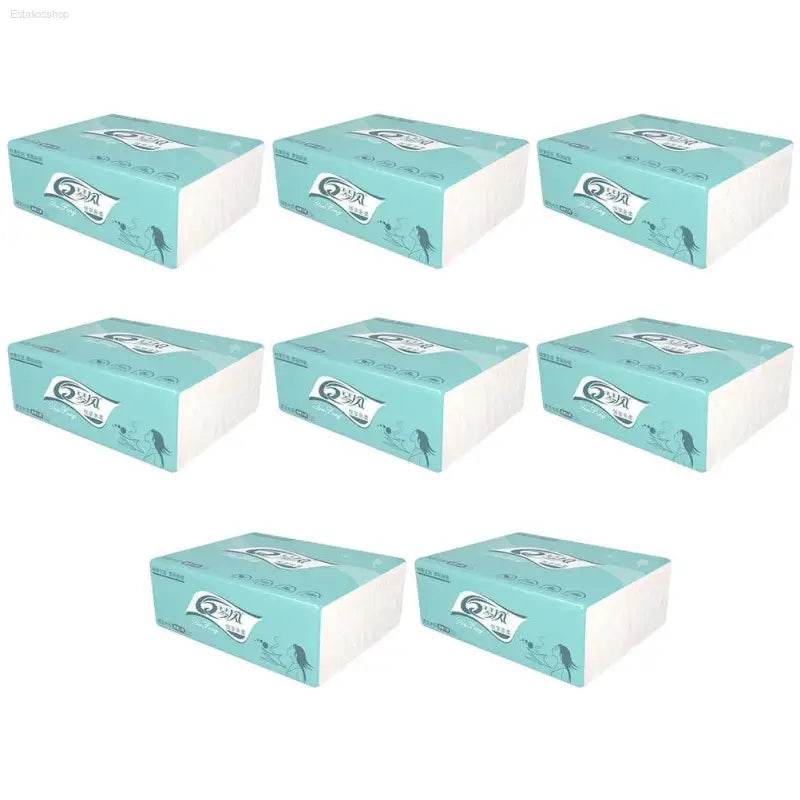 Seven boxes of facial tissues.