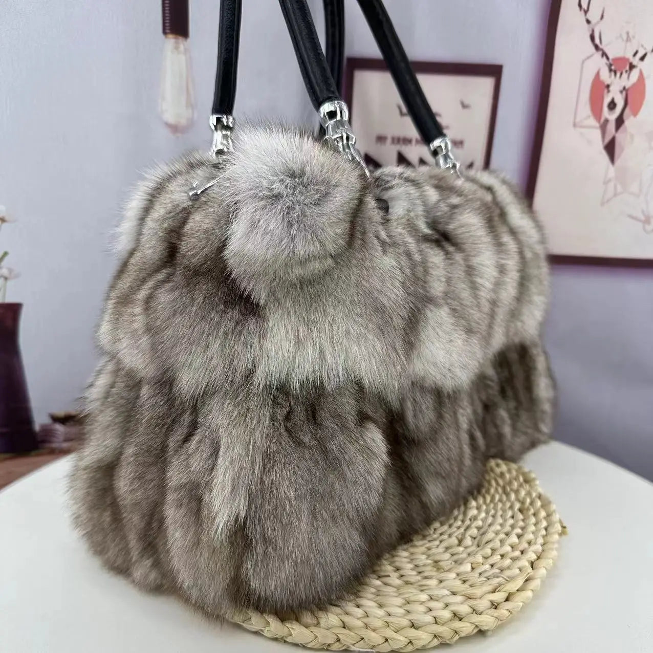 Women’s Korean-style One-shoulder Crossbody Fox Fur Bag