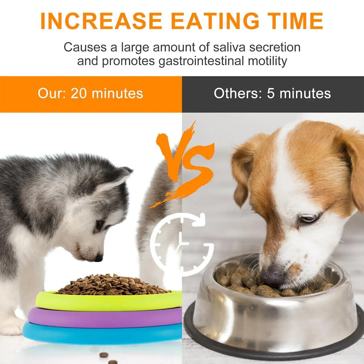 Dog food comparison with Interactive Slow Feed Pet Bowl featuring anti choking puzzle design