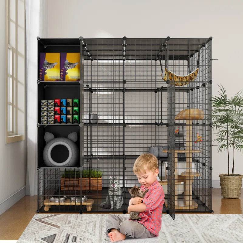 Boivin Portable Outdoor Cat Cage with Shelves for Playtime - Estalios