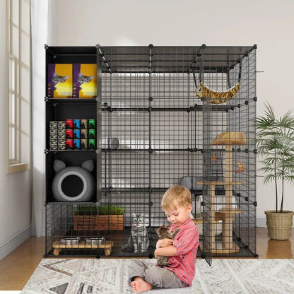 Boivin Portable Outdoor Cat Cage with Shelves for Playtime - Estalios