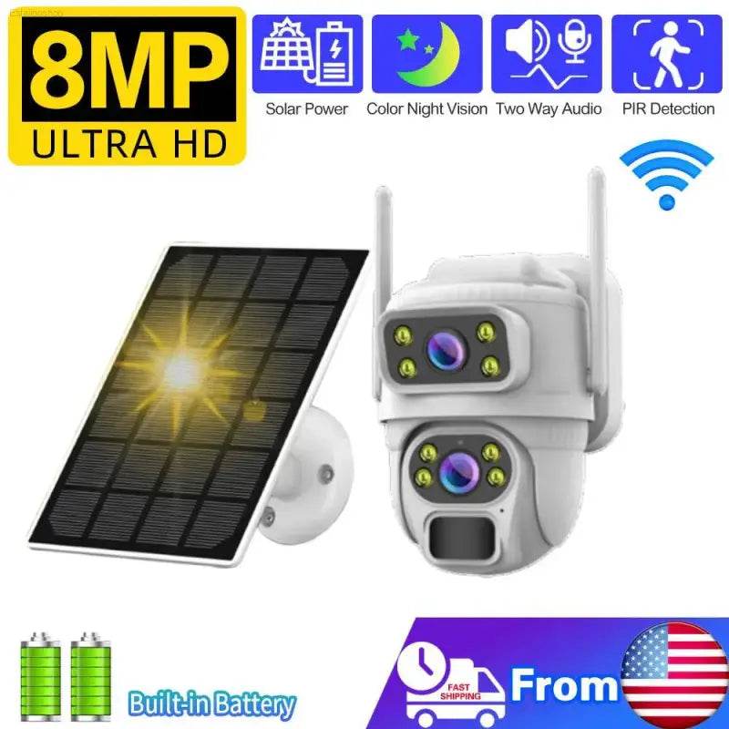 Unleash 8mp 4k Solar Power: Wireless Outdoor Security with Color Night Vision! - Estalios