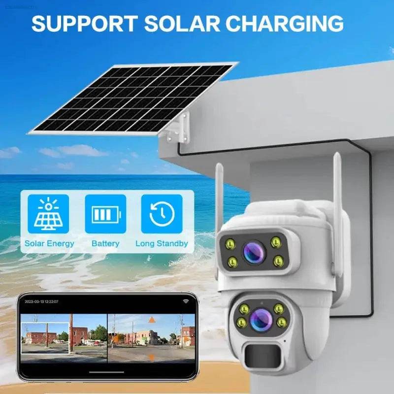 Unleash 8mp 4k Solar Power: Wireless Outdoor Security with Color Night Vision! - Estalios