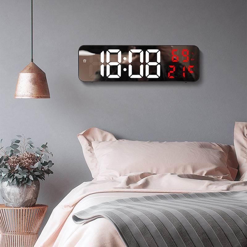 9-Inch Digital Wall Clock with Temp, Humidity, and Snooze - Estalios