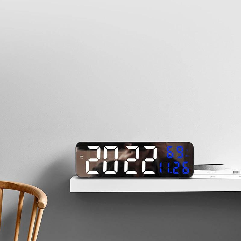 9-Inch Digital Wall Clock with Temp, Humidity, and Snooze - Estalios