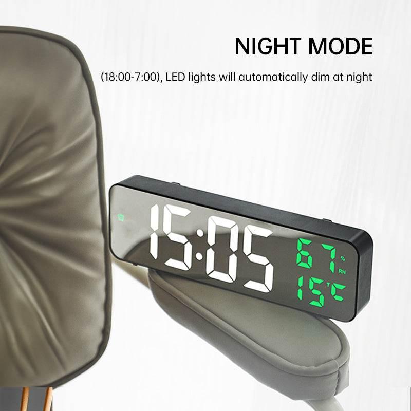9-Inch Digital Wall Clock with Temp, Humidity, and Snooze - Estalios