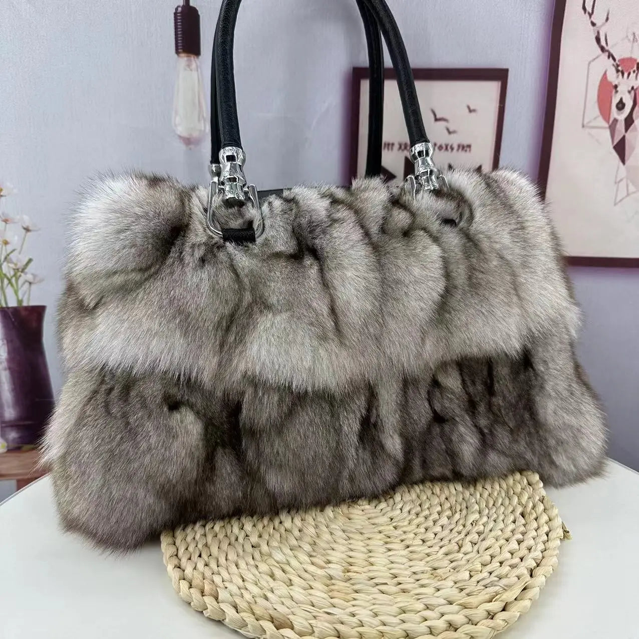 Women’s Korean-style One-shoulder Crossbody Fox Fur Bag