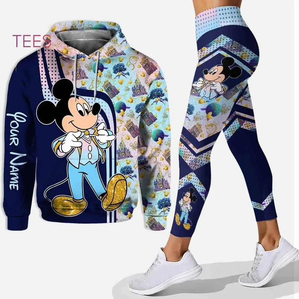 Customizename Mickey Hoodie Women's Hoodie Set Mickey Yoga Pants Sweatpants Womens Disney Yoga Hoodie Leggings Fashion Tracksuit