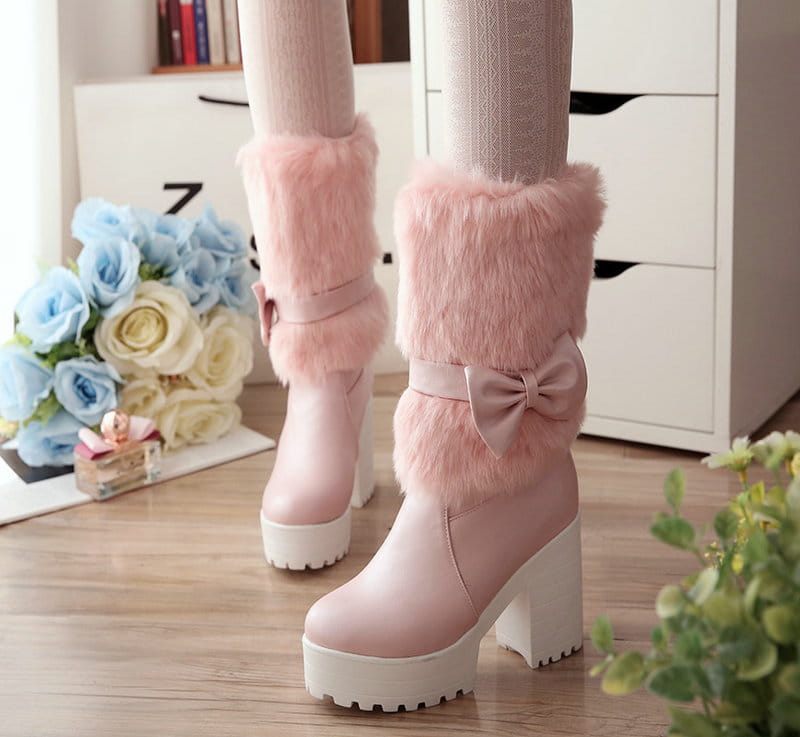 Women’s Thick Heel Snow Sweet Bow Boots