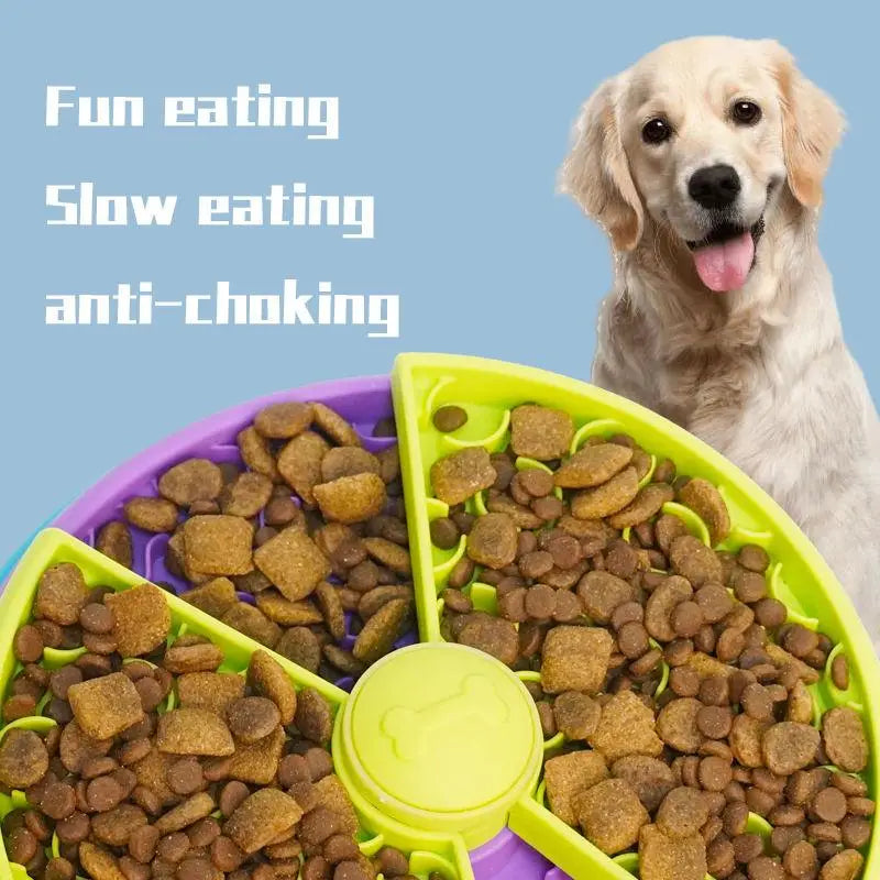 Interactive dog food bowl with anti choking puzzle design for pet slow food feeding
