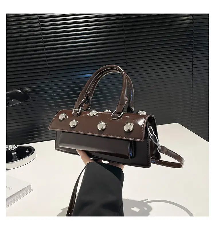 Fashion Rivet Handbag Women’s Shoulder Messenger Tote Bag