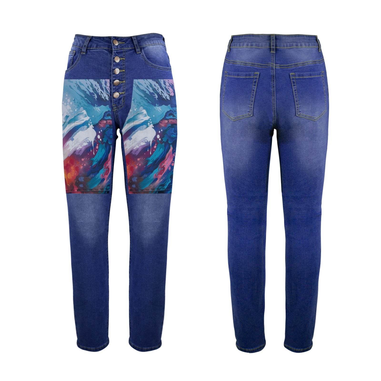 Women's Jeans with Front Printing Made in USA Ships Only - Estalios