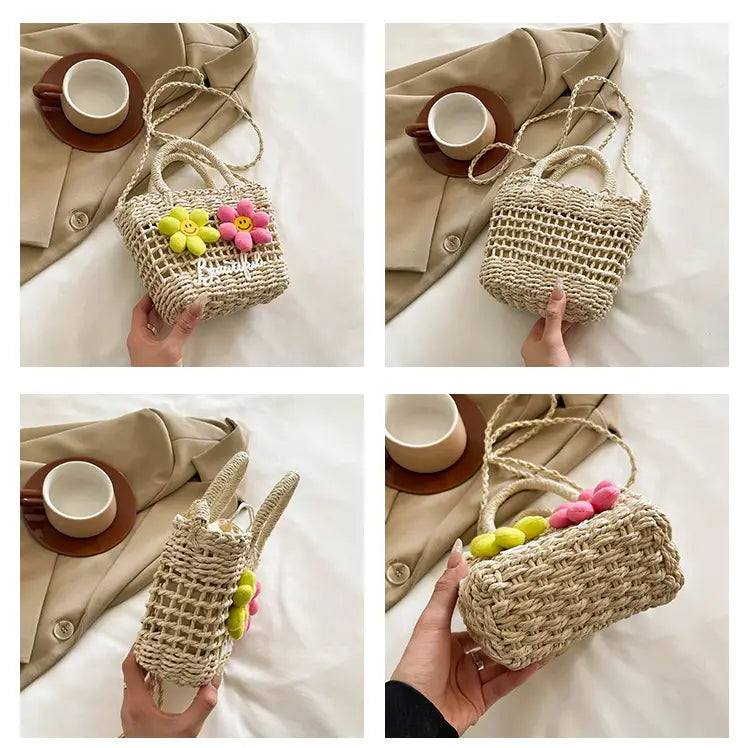 Summer Woven Bag Versatile Handheld Crossbody Hollow Beach Bag