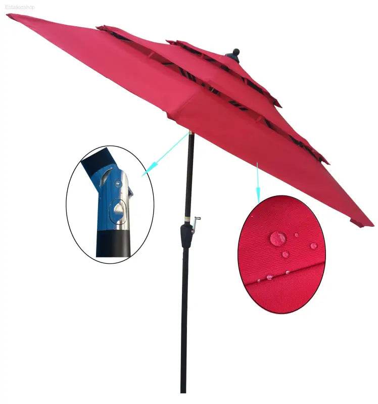 9Ft 3 Tiers Outdoor Patio Umbrella with Crank for Shade - Estalios