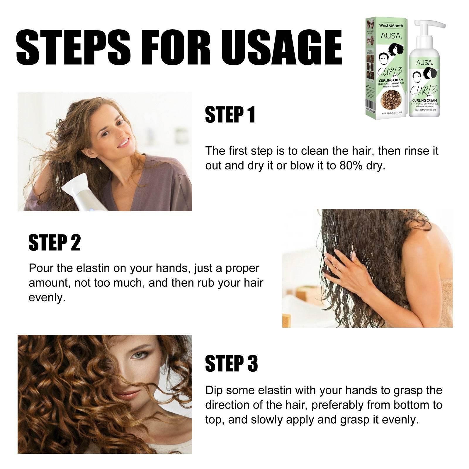 Moisturizing Curly Hair Elastin for Frizz Control and Care - Estalios