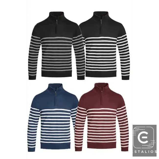 Amp Up Your Look with the Ultimate Striped Quarterzip Set - Estalios