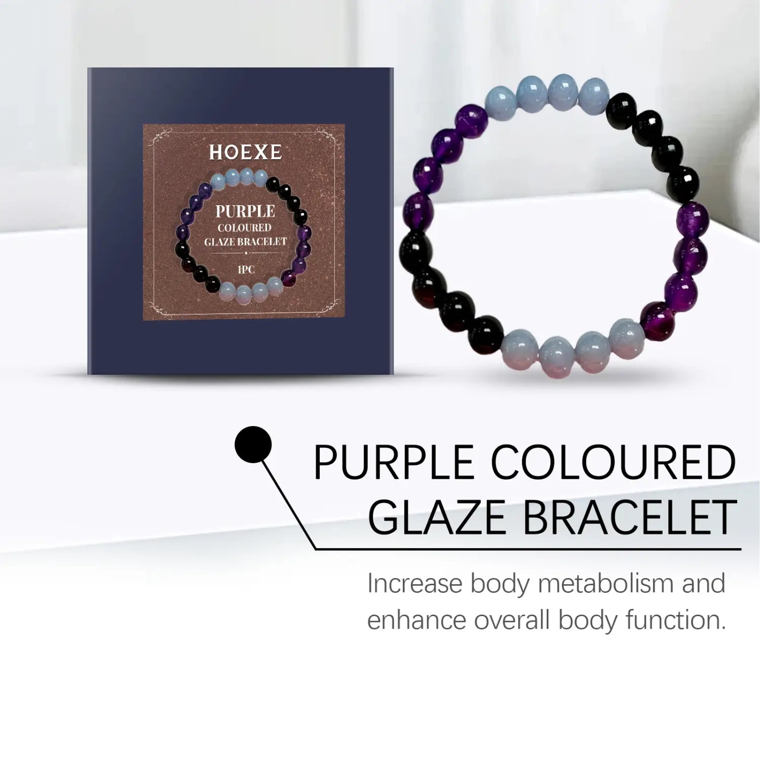 Premium Purple Glass Detox Bracelet for Wellness and Toxin Reduction
