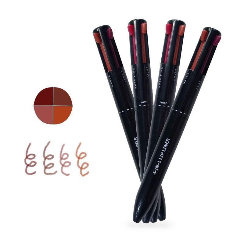 4 In 1 Makeup Pen With 4 Color Lip Liner And Lipstick - Estalios