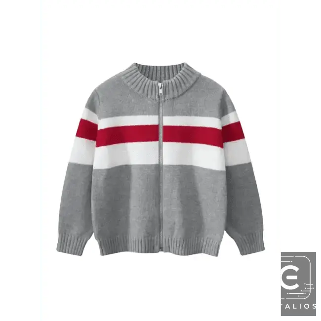Chic Bold Striped Knit Zip-Up with Comfortable Cuffs - Estalios