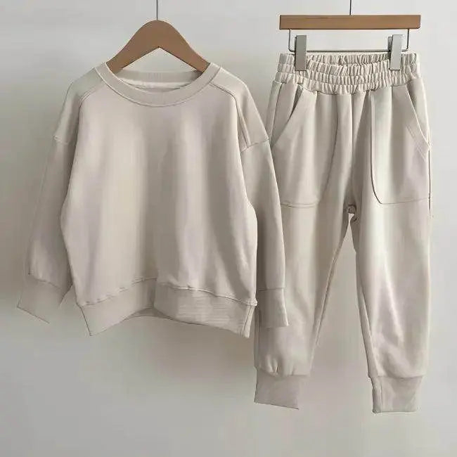 Cozy Mauve Matching Sweatshirt and Sweatpants Set for Kids - Estalios