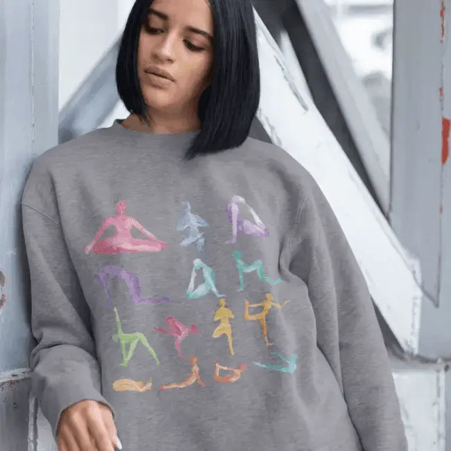 Cozy Yoga Pose Sanctuary Crewneck Sweatshirt for Comfort.