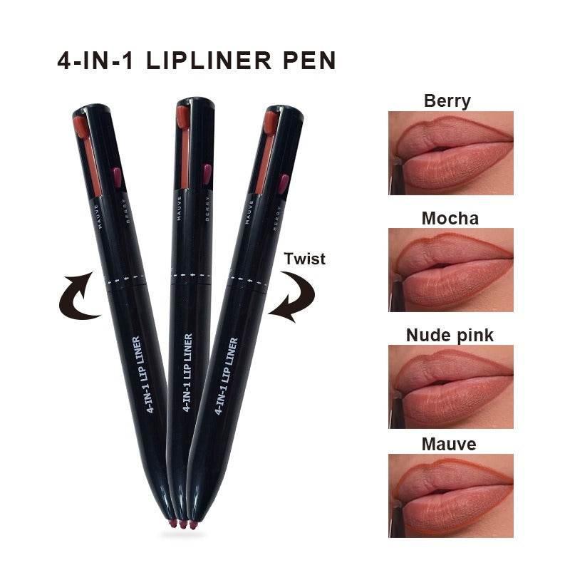 4 In 1 Makeup Pen With 4 Color Lip Liner And Lipstick - Estalios