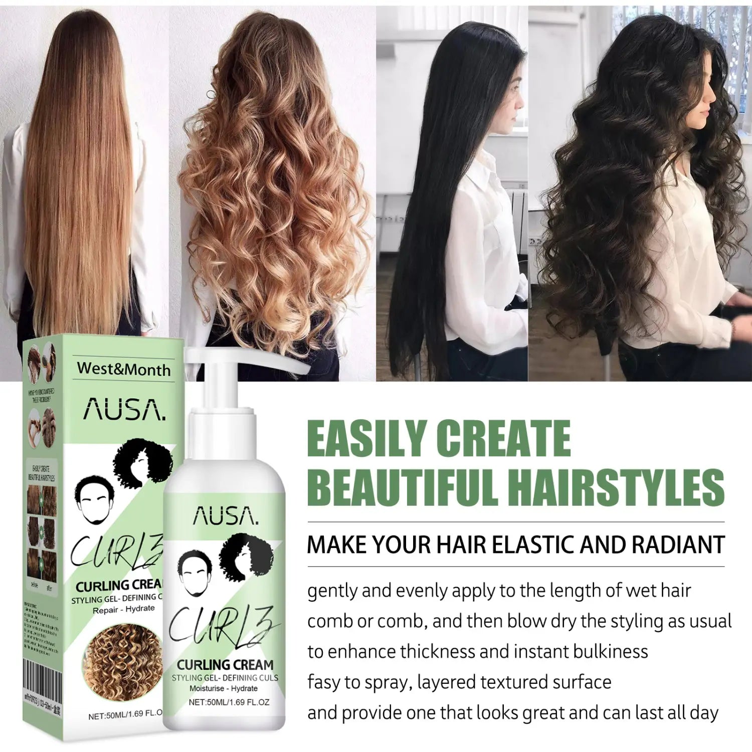 Moisturizing Curly Hair Elastin for Frizz Control and Care