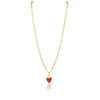 Dazzling Layered Gold Heart Necklace with Red Charm Elegance - Estalios