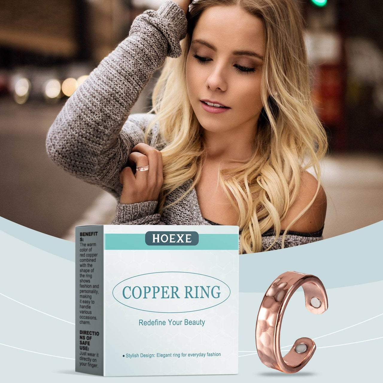 Red Copper Corrugated Ring Unique Fashion Accessory Design