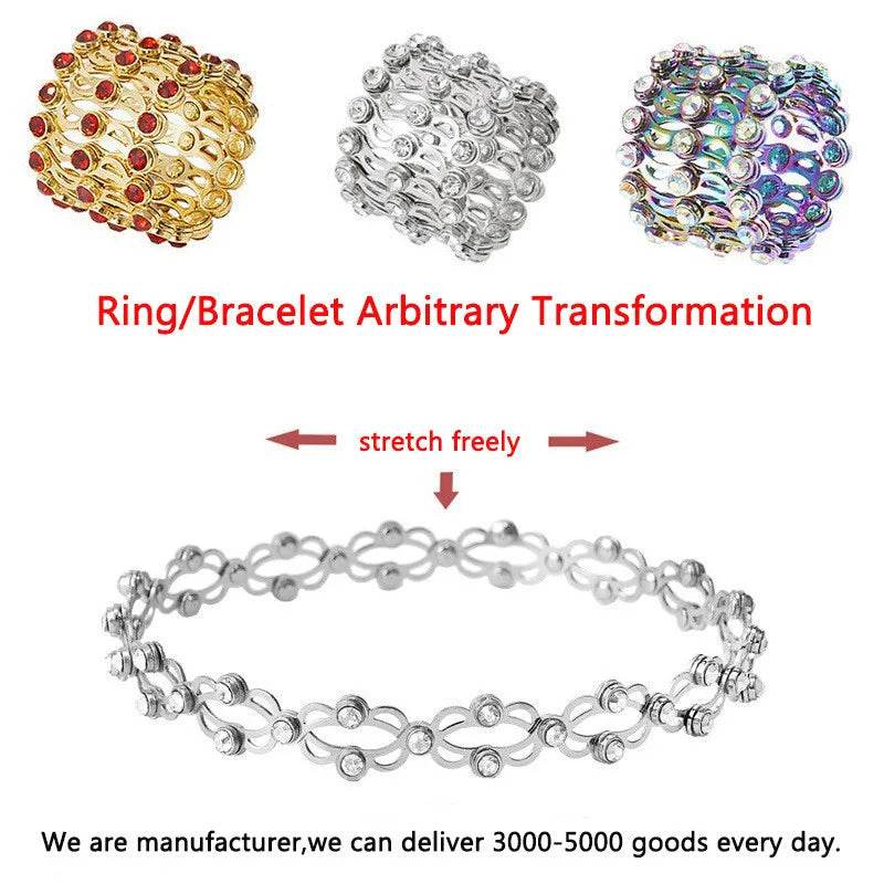 2 In 1 Creative Magic Stretchable Crystal Ring Bracelet - Estalios