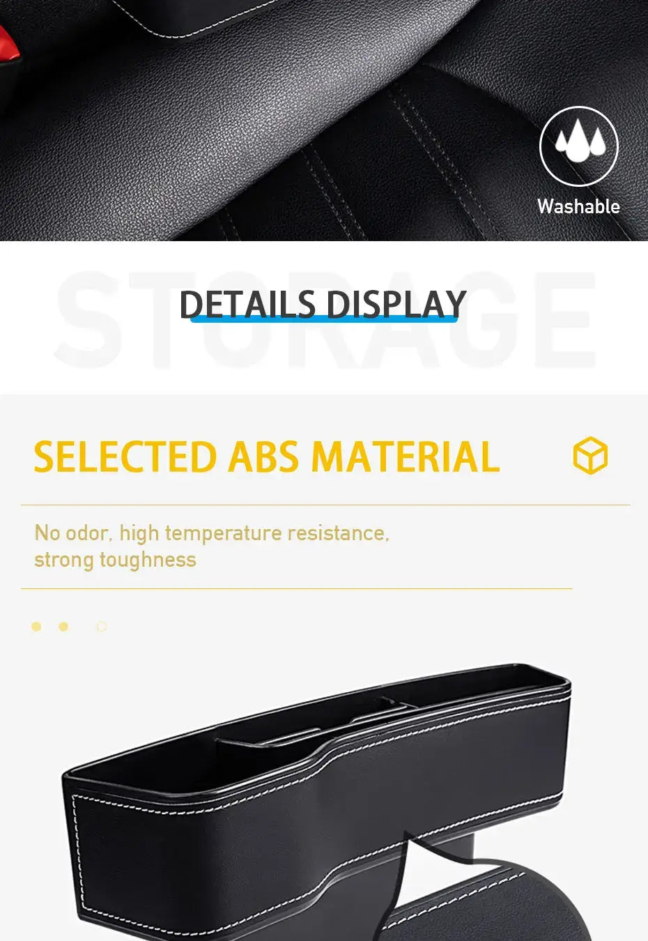 Organizador de compartimento para asiento de coche de cuero sintético con portavasos