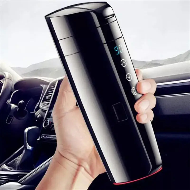 Smart Electric Car Mug with LCD Temperature Display for Hot Beverages on the Go