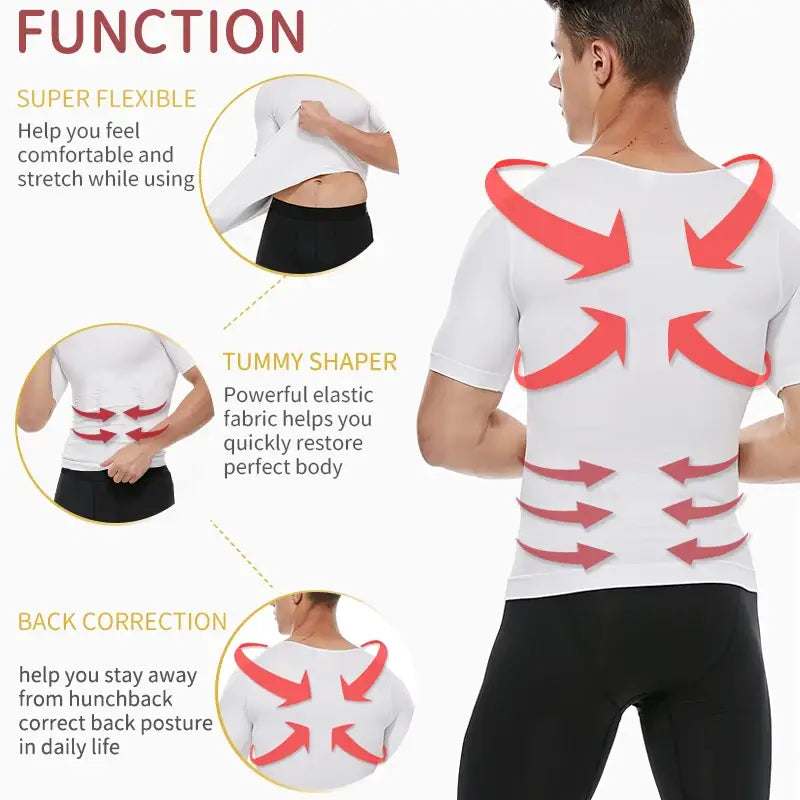 Chaleco moldeador de cuerpo adelgazante para hombres, control de abdomen y postura.