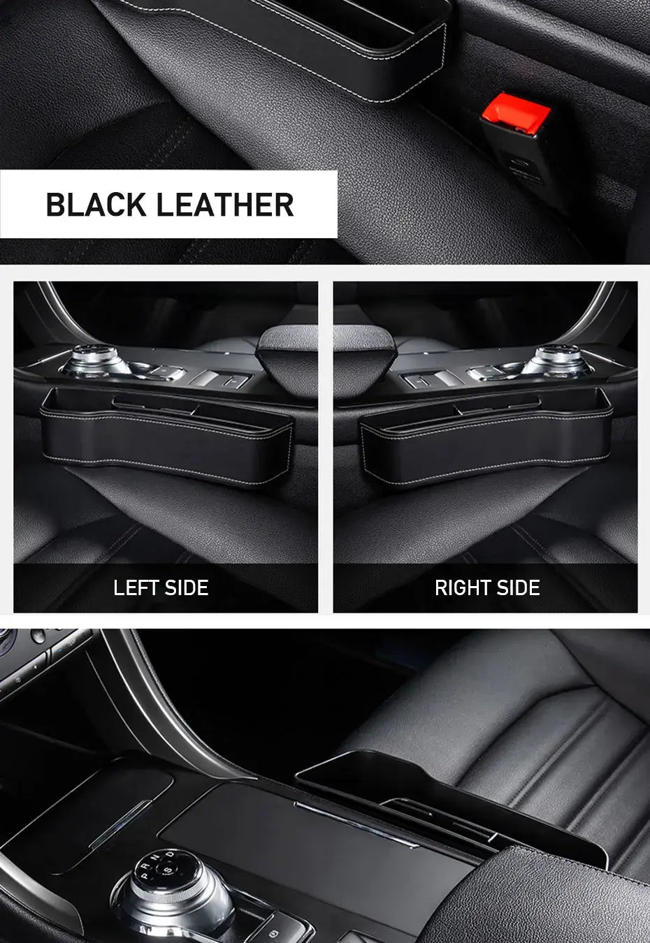 Organizador de compartimento para asiento de coche de cuero sintético con portavasos