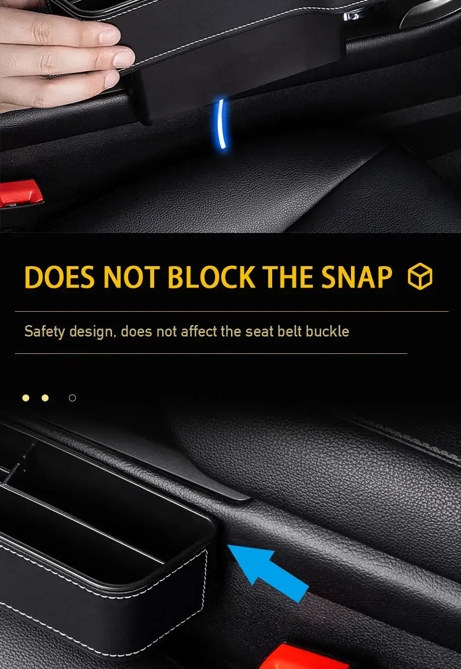 Organizador de compartimento para asiento de coche de cuero sintético con portavasos