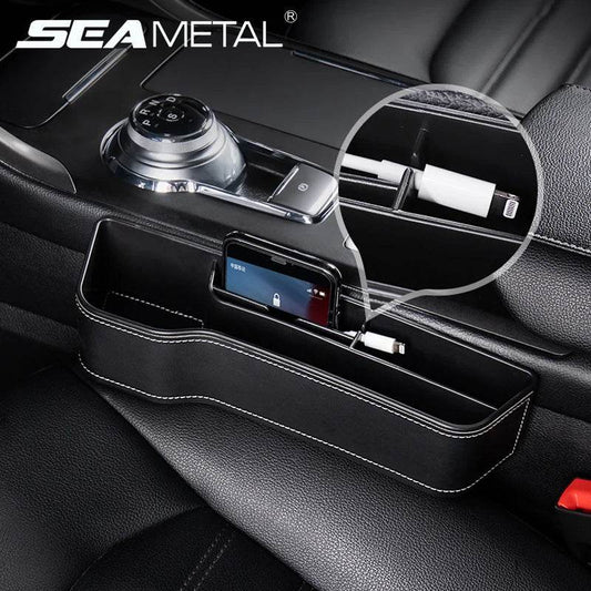 PU Leather Car Seat Gap Organizer with Cup Holder Tidy - Estalios