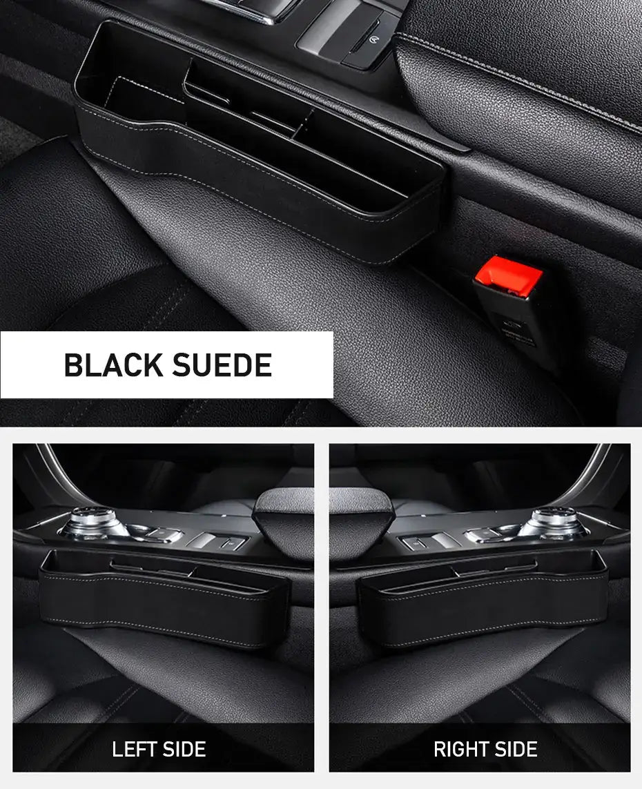 Organizador de compartimento para asiento de coche de cuero sintético con portavasos