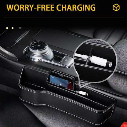 PU Leather Car Seat Gap Organizer with Cup Holder Tidy - Estalios